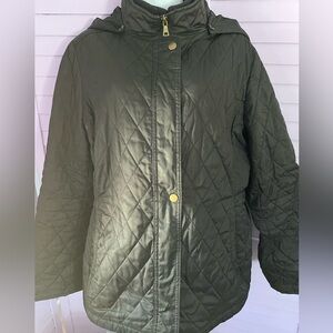 ESPRIT XL women’s blackQuilted  Jacket. Semi fitted with detachable hood, cuff